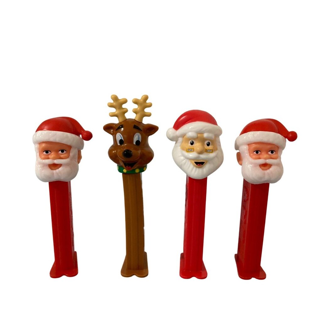 Vintage Santa Claus and Reindeer Christmas PEZ Dispensers lot Of 4
